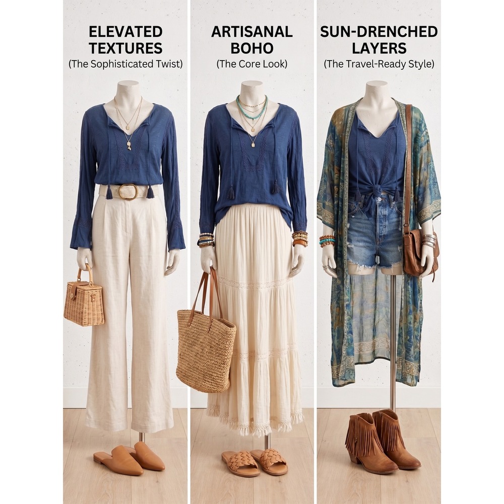 Ecru Apparel Linen Top M Bohemian Peasant Tie Front Coastal Traveler Natural